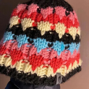 The North Face  colorful striped beanie hat